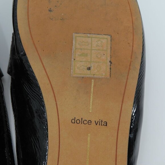 Dolce Vita Womens 8.5 Shiny Black Leather Upper Slip On Slide Loafer Flats - Picture 9 of 11